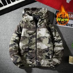 Men's Camouflage Parkas Jacket Autumn Winter Thickened Warm Waterproof Jacket Outdoor Hiking Fishing Hooded Cotton-padded Coats