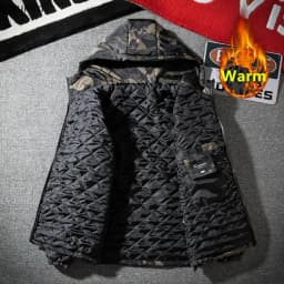 Men's Camouflage Parkas Jacket Autumn Winter Thickened Warm Waterproof Jacket Outdoor Hiking Fishing Hooded Cotton-padded Coats