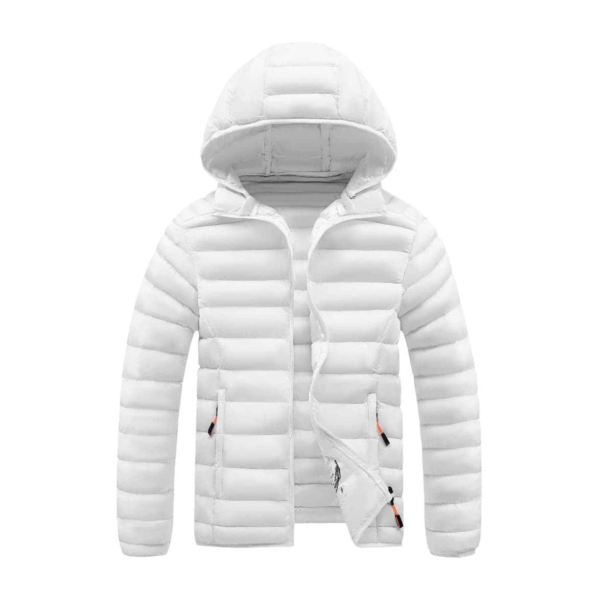 Mens Quilted Warm Parkas White Duck Down Padded Winter Jacket Hooded Mens Puffer Jacket Waterproof Lightweight Outdoor Outwear