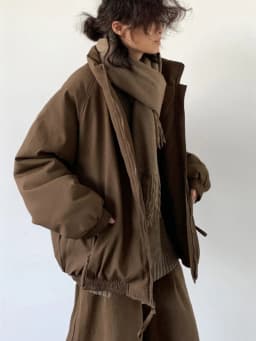 Unisex Autumn Winter Neutral Beige Vertical Stripes Cotton Jacket Bread Style Retro Match All Cotton Coat Zipper Closure Casu...
