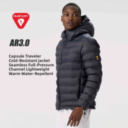 Italian High-End Men's Outdoor Cold-resistant Cotton Jacket Seamless Heat-sealed Hooded Fashion Urban Style Polyester Fabric