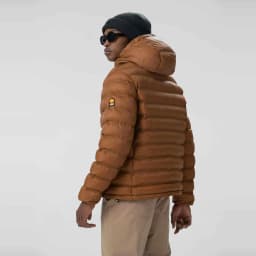 Italian High-End Men's Outdoor Cold-resistant Cotton Jacket Seamless Heat-sealed Hooded Fashion Urban Style Polyester Fabric