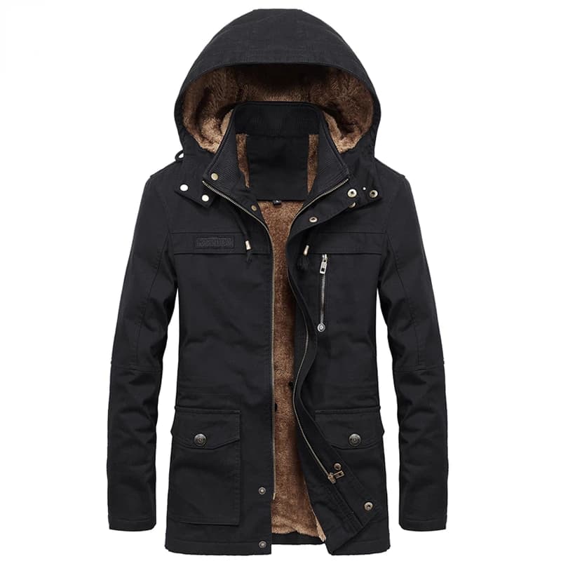 Military Cargo Coat Mens Thick Warm Man Jacket Winter Parkas Casual Cotton Padded Jacket Male Multi-Pocket Fur Hoodies Men Parka