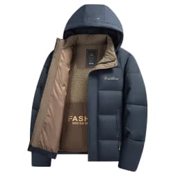 Men's Thickened Warm Cotton Jacket Winter 2025 Hooded Bread Style Windproof Coat Standard Fit Business Gentleman Polyester