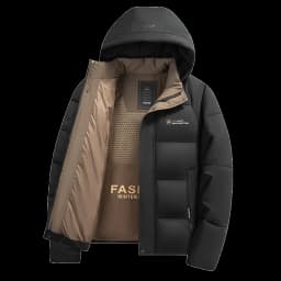 Men's Thickened Warm Cotton Jacket Winter 2025 Hooded Bread Style Windproof Coat Standard Fit Business Gentleman Polyester