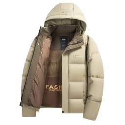 Men's Thickened Warm Cotton Jacket Winter 2025 Hooded Bread Style Windproof Coat Standard Fit Business Gentleman Polyester