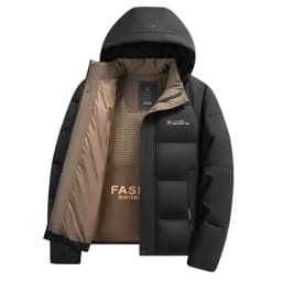 Men's Thickened Warm Cotton Jacket Winter 2025 Hooded Bread Style Windproof Coat Standard Fit Business Gentleman Polyester