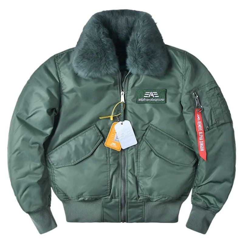 Men's Winter Warm Flight Bomber Parkas With Fur Collar Cotton Padded Thick Thermal Overcoat Pilot Jacket