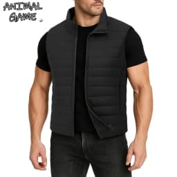 Animal Game Outdoor Men's Casual Vest Jacket Lightweight Sleeveless Zipper Coat Warm Outerwear Down Vest with Pockets Work Coats