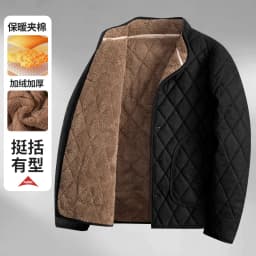 Thickened Fleece Men's Cotton Jacket Autumn Winter Middle-Aged And Elderly Dad Style Coat Warm Stand Collar Cold Resistance C...