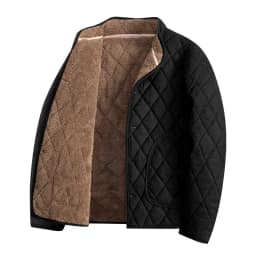 Thickened Fleece Men's Cotton Jacket Autumn Winter Middle-Aged And Elderly Dad Style Coat Warm Stand Collar Cold Resistance C...