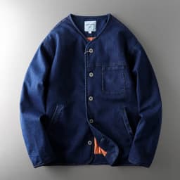 American Retro Men's Denim Cotton Jacket Original Tail Single Thickened Casual Style Youth Popular Pure Color Button Closure