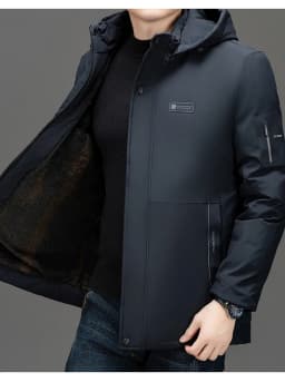 New Thick Velvet Parkas Coat Men Fashion Casual Fleece Warm Padded Jacket Winter Windproof Parkas Detachable Hooded Jacket