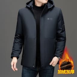 New Thick Velvet Parkas Coat Men Fashion Casual Fleece Warm Padded Jacket Winter Windproof Parkas Detachable Hooded Jacket