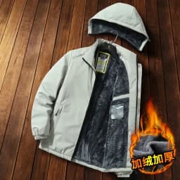 Winter Mens Thick Detachable Hat Fleece Parka Men Warm Parka Fleece Hooded Thermal Male Windproof Warm Casual Hooded Jacket Coat