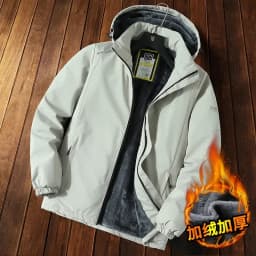 Winter Mens Thick Detachable Hat Fleece Parka Men Warm Parka Fleece Hooded Thermal Male Windproof Warm Casual Hooded Jacket Coat