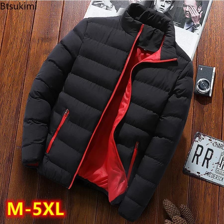 New Men's Thick Warm Parka Jackets Autumn Winter Casual Men's Outwear Coats Solid Male Windbreak Cotton Padded Down Jacket M-5XL