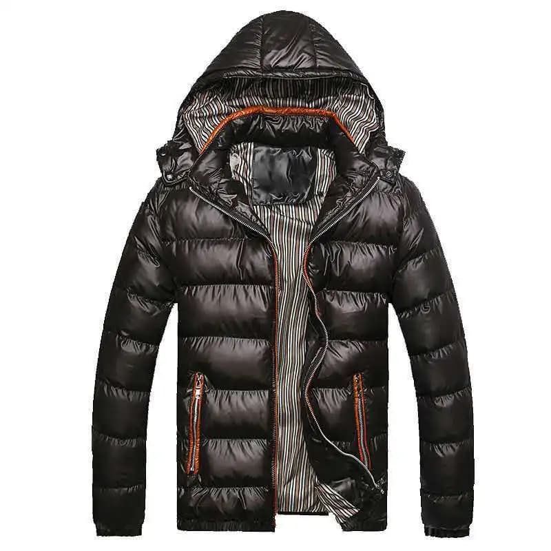 Winter Men's Hooded Parkas Thick Warm Casual Outwear Male Patchwork Fashion Padded Jackets Hat Detachable Slim Parkas Coats Man