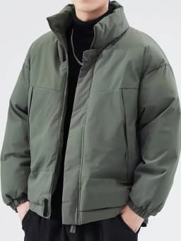 Men's Winter Thickened Warm Cotton Jacket Loose Casual Outerwear Trendy All-Match Cotton Padded Coat Stand Collar Polyester F...