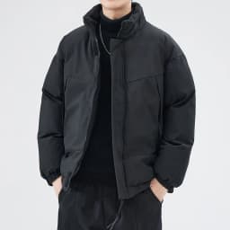Men's Winter Thickened Warm Cotton Jacket Loose Casual Outerwear Trendy All-Match Cotton Padded Coat Stand Collar Polyester F...