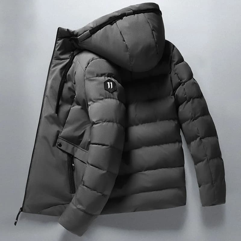 Mens Winter Hooded Jacket Cotton Padded Parka Coat Men's New Fashion Down Cotton Jacket Korean Style Casual Mens Overcoat