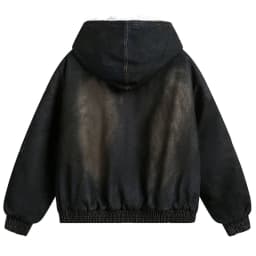 Vintage Denim Parkas Fur Warm Padded Jackets Men Streetwear Harajuku Oversized Bubble Coat Outwear