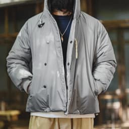 Maden Vintage N-3B Gray Parka for Men Toggle Buttons Hooded Short Coat Heavyweight Thermal Padded Jacket for Autumn Winter