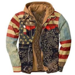 2026 Men's Winter Printed Cotton Jackets Harajuku Plaid Shirts Coats Hooded Zipper Long Sleeve Basic Casual Shirts Jackets Male