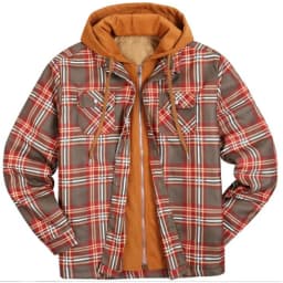 2026 Men's Winter Printed Cotton Jackets Harajuku Plaid Shirts Coats Hooded Zipper Long Sleeve Basic Casual Shirts Jackets Male