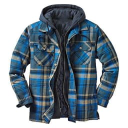 2026 Men's Winter Printed Cotton Jackets Harajuku Plaid Shirts Coats Hooded Zipper Long Sleeve Basic Casual Shirts Jackets Male