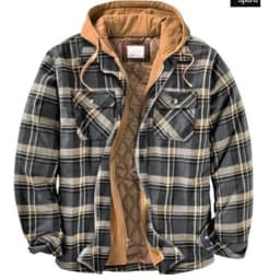 2026 Men's Winter Printed Cotton Jackets Harajuku Plaid Shirts Coats Hooded Zipper Long Sleeve Basic Casual Shirts Jackets Male