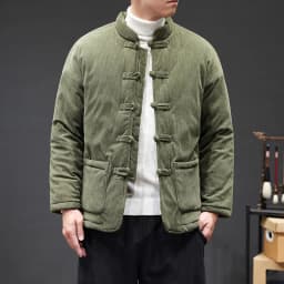 2024 Thicken Winter Jackets Men Chinese Style Corduroy Warm Tang Suit Hanfu Parkas Man Retro Disc Buckle Male Coat
