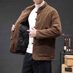 2024 Thicken Winter Jackets Men Chinese Style Corduroy Warm Tang Suit Hanfu Parkas Man Retro Disc Buckle Male Coat