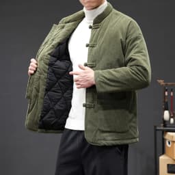 2024 Thicken Winter Jackets Men Chinese Style Corduroy Warm Tang Suit Hanfu Parkas Man Retro Disc Buckle Male Coat