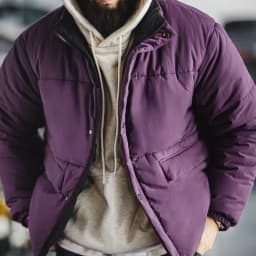 Maden Vintage Men's Reversible Thermal Jacket Water-Repellent Heavyweight Cotton Stand Collar Short Coat for Autumn Winter
