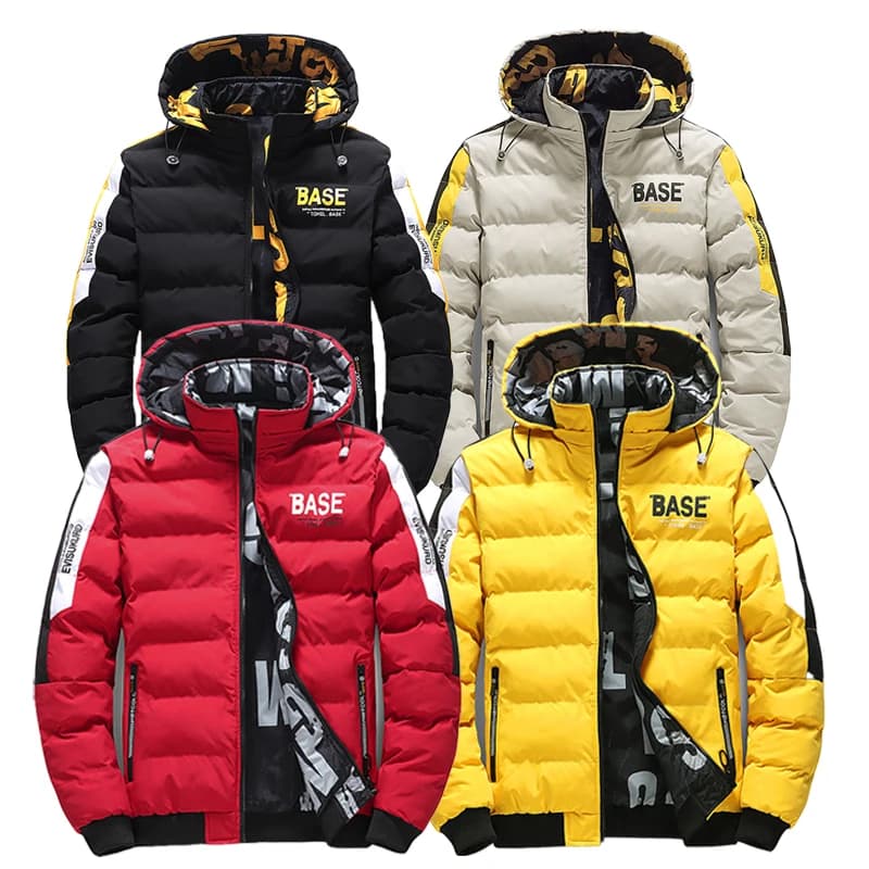 Double Sided Outerwear Men's New Cotton Padded Parkas Men Autumn Winter Jacket Brand Warm Comfortable Down Jacket Removable Hat