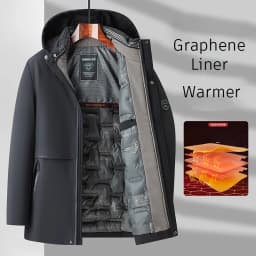 5XL Men's Winter Mid-Long Coat Warm Jacket Thick Coat Hat Detachable Long Jacket Business Jacket Mens Winter Hooded Warm Parkas