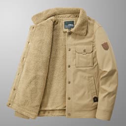 Men's Casual Lapel Jacket 2025 Autumn/Winter Thickened Washed Cotton Fleece Fashionable Men's Coat