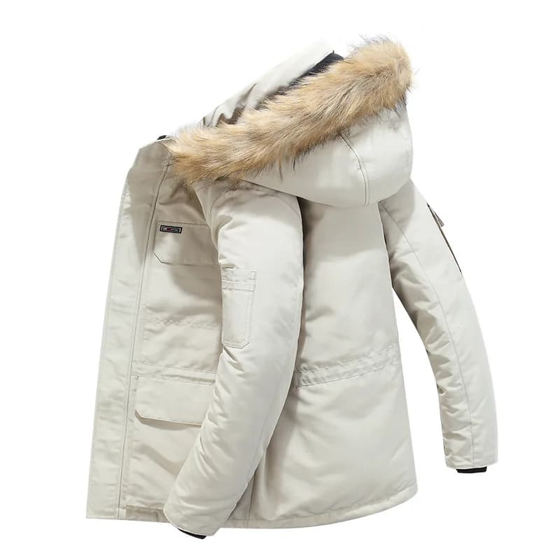 Fleece Winter Fur Hooded Parkas Men Duck Down Snow Jacket Windproof Coats Thickened -30 Degree Keep Warm Outdoor Outerwear