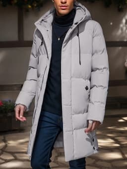 2026 Warm Hooded Mid-length Jacket Mens Casual Zip Up Cotton Padded Jacket Overcoat Autumn Winter Windbreaker Coats Men Clothing
