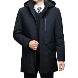 Hooded Men's Parker Coat Winter Warm Thick Zipper Coat Padded Overcoat Men's Long Plush Thickened Parkas 2 Pieces Winter Jacket