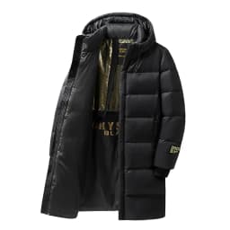 Warm Thick Long Down Jacket Coat Mens Hooded Waterproof Black Gold Puffer Jacket Men Casual Windproof Parkas Male Winter New Men