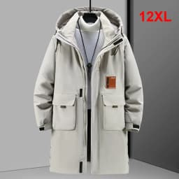 Winter Long Parkas Men Thick Jackets Coat 12XL Plus Size Fashion Casual Waterproof Parkas Male Winter Black Coat Big Size 12XL