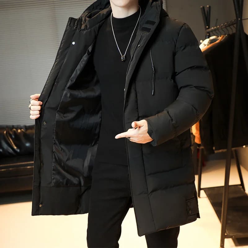 Men Long Cotton Parkas Men Hooded Youth Casual Versatile Long Jacket Men Autumn and Winter Snow Clothing Thermal Jacket