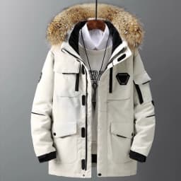 Men's Down Jackets Big Real Fur Collar Warm Parka -30 Degrees Men Casual 90% White Duck Down Coats Winter Snow Thicken Overcoat