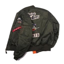 2025 USAFA WW2 Flying Bumble Bees Patch Embroidered Bomber Jacket Men Air Force Pilot Flight Winter Coat Warm Padded Outwear