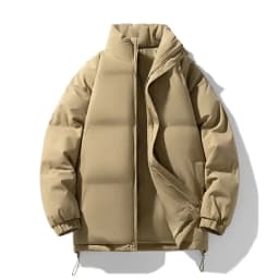 New Winter Stand Collar Parkas Men Fashion Casual Warm Jacket Solid Outdoor Windproof Streetwear Coats Couple Thick Loose Parkas