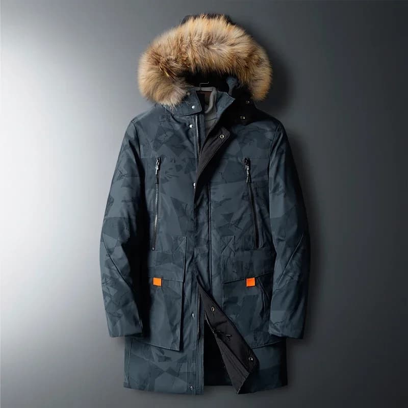 Men White Duck Down Removable Cap Mens High Quality Thermal Down Jacket Thick Puffer Jacket Parkas Overcoat Men's Winter Parka