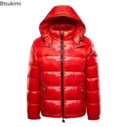 2026 Fashion Waterproof Short Cotton Jackets Men's Black Lightweight Snow Parkas High Quality Glossy Parkas Winter Jackets Male
