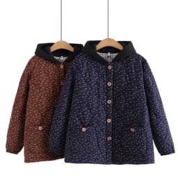 Middle-Aged Women Flower Cotton Padded Jacket 2025 New Women Loose Warm Cotton Coat Large Size Women Winter Thicken Parkas Coat